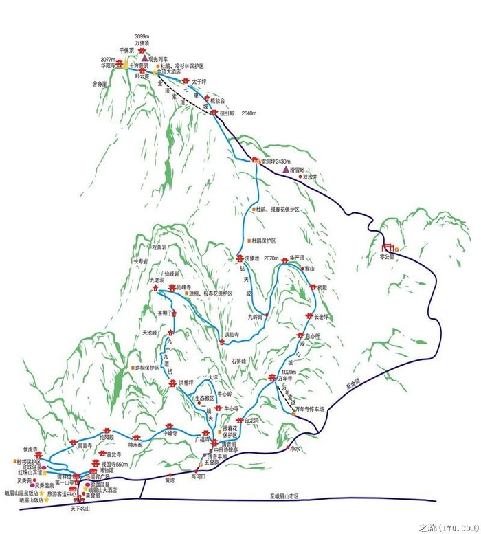 【峨眉山旅游攻略收集】峨眉山旅游交通地图