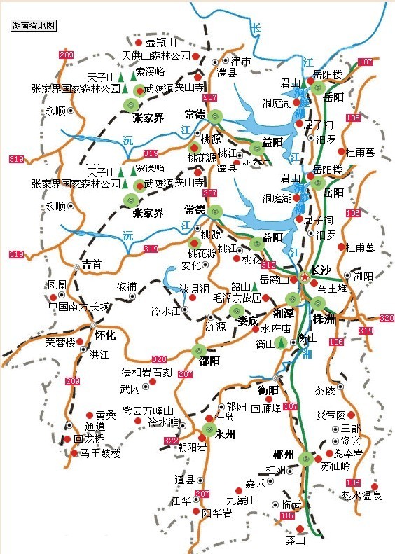 【湖南旅游攻略】湖南旅游地图