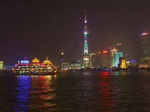 上海东方明珠塔04夜景 - 东方明珠广播电视塔的