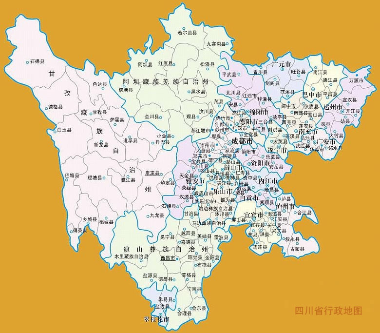 四川行政地图 